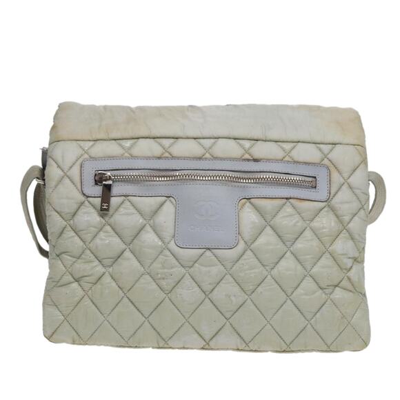 CHANEL Small Messenger Cococoon Shoulder Bag Nylon Gray Silver CC - Picture 2 of 16